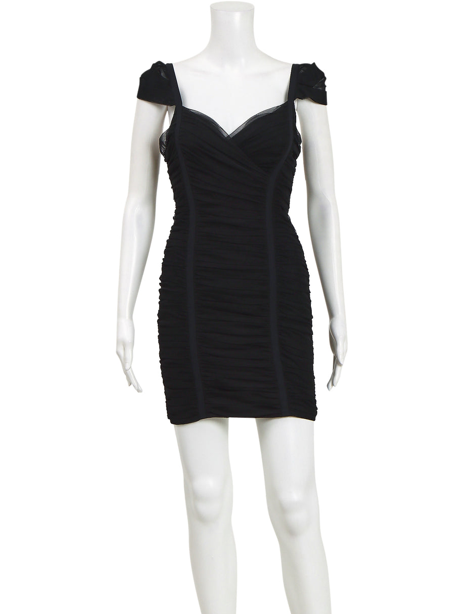 BCBG Max Azria Black Ruched Mini Dress