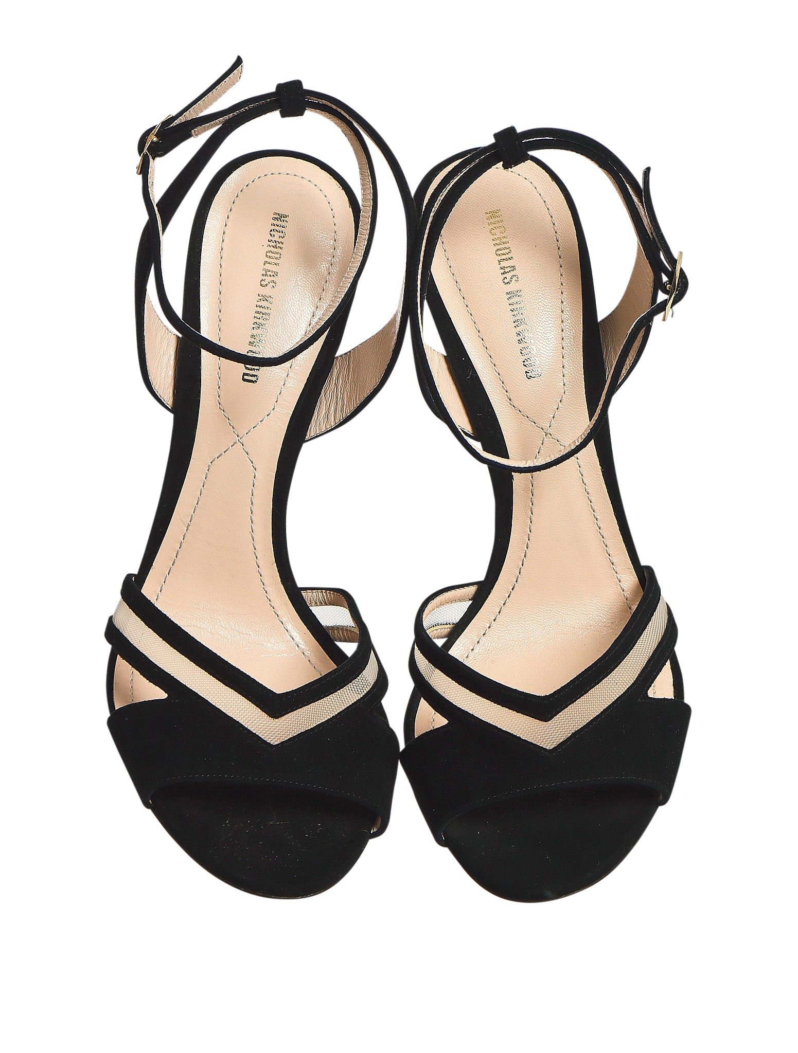 Nicholas Kirkwood Black Suede Penelope Pearl Ankle Strap Sandals