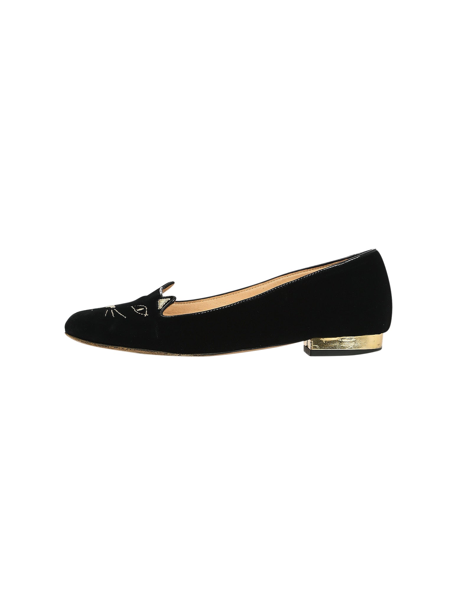 Charlotte olympia black on sale velvet kitty flats