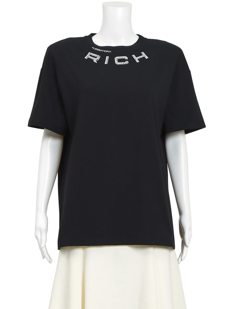 Alessandra Rich Oversized T Shirt Embroidered Logo The Turn